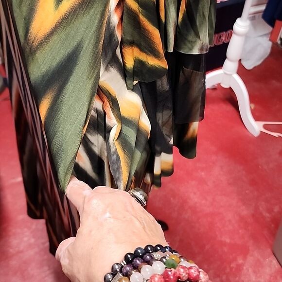 Chevron Print Round Neck Ruffle Sleeve Plus Size Dress Sz 1x2x3x - Picture 11 of 12